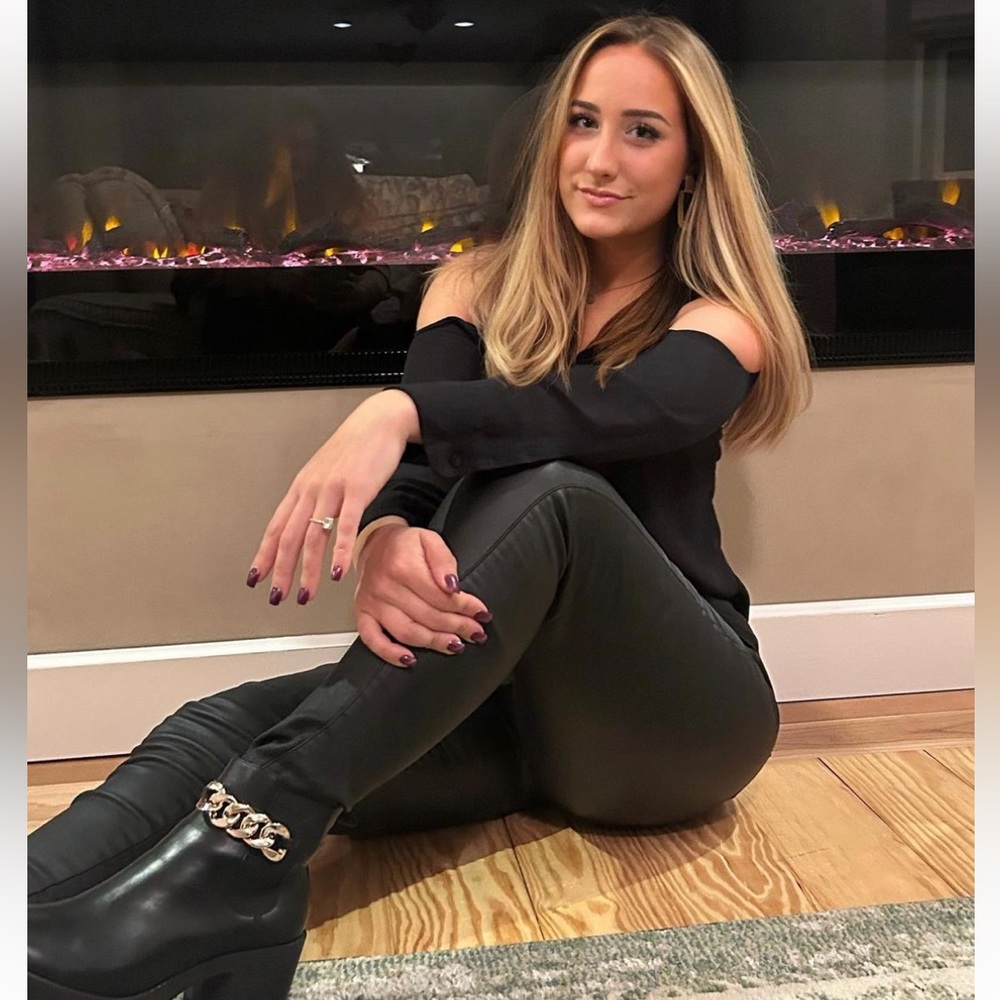 Faux black leather pants - stretchy, skinny leg